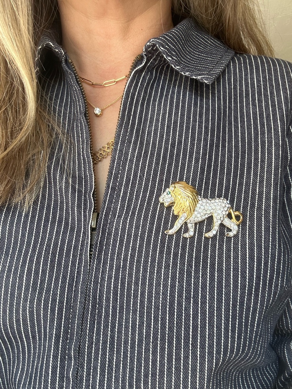 #Brooch pin by #Craft. Chic Gold-toned Rhinestone Lion. Timeless Style!